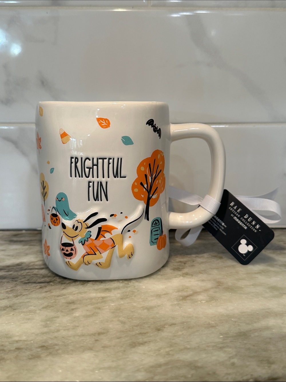 Disney x Rae Dunn Pluto FRIGHTFUL FUN Halloween Trick or Treat 18 oz Mug Mickey
